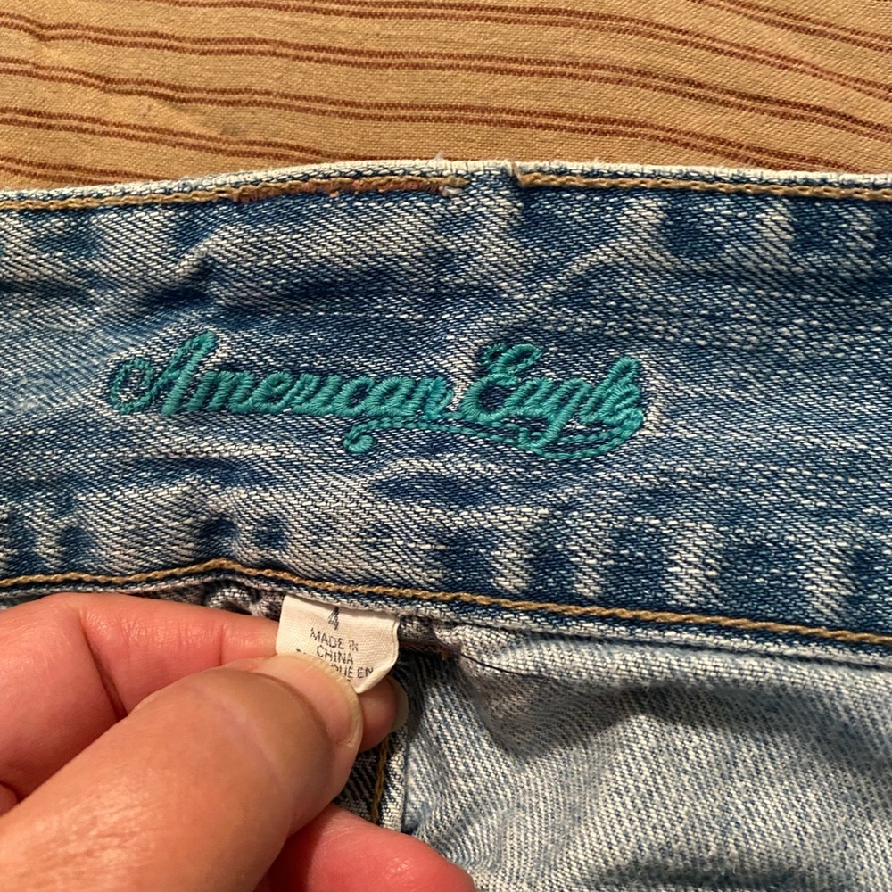 Vintage American Eagle Jean Distressed Mini Skirt. Front/back pockets. Size 4. - Picture 2 of 4